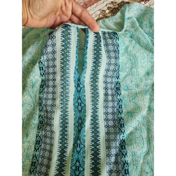 St Johns Bay Womens Boho Blouse Spring Mint Green fully lined 3/4 sleeve size XL - Picture 9 of 9